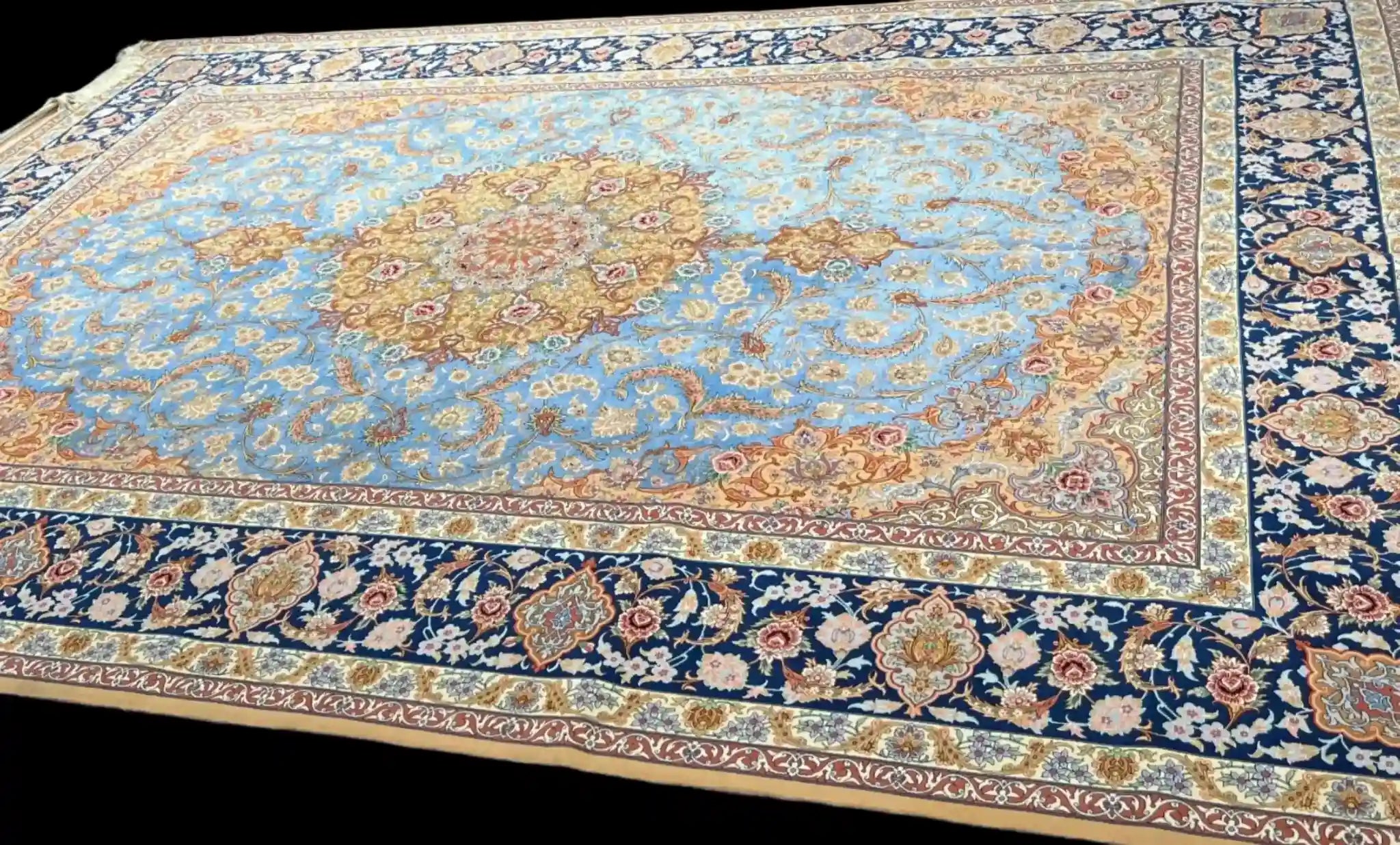 "Akhtarian Persian Rug - Authentic Silk and Wool, Hand-knotted Isfahan Design"
